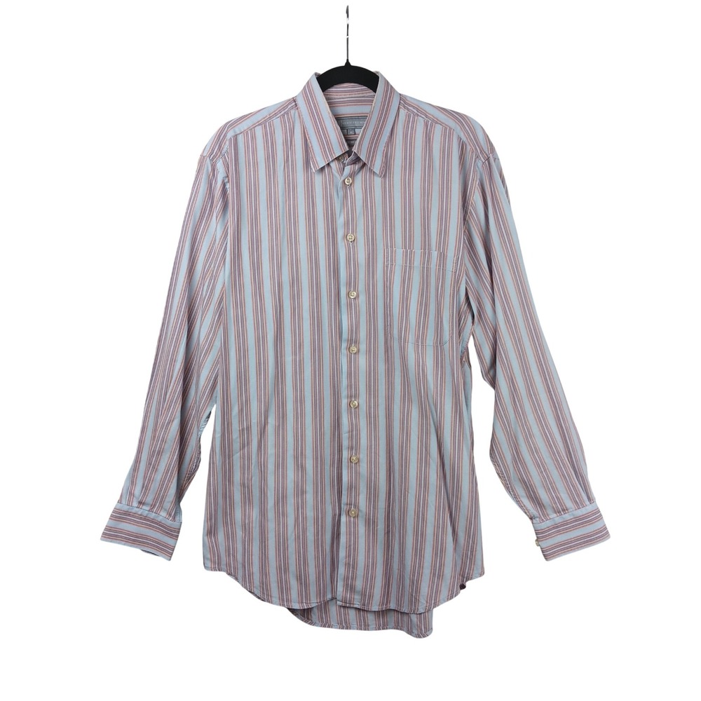 Hickey Freeman Men's Striped‎ Dress Shirt Size M Woven in Italy Button Down
